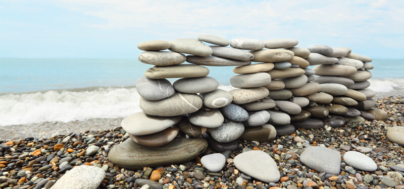 Stacked Stones on Beach Photo