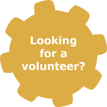 Community Outreach-volunteer Looking for a volunteer? gear icon - yellow