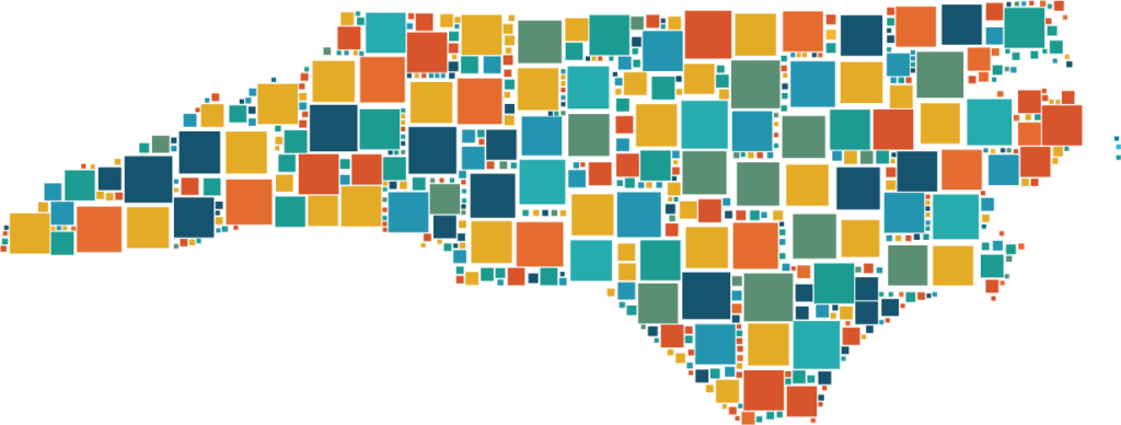 multi-colored north carolina state outline